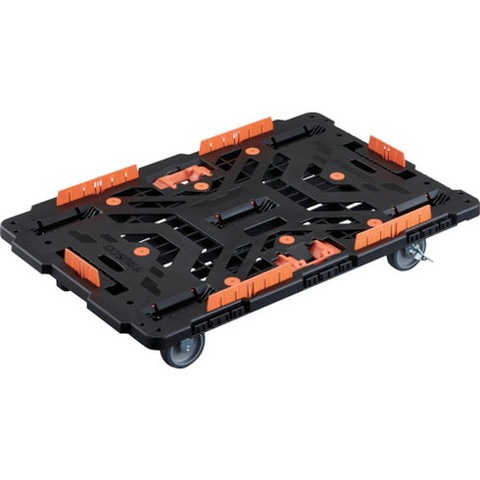 TRUSCO トラスコ 連結式樹脂製平台車 ビートル 900X600 自在3輪 内2輪ストッパー付 柵 トメタロウ付 BT900KJ3S2E100T(代引不可)【送料無料】｜リコメン堂インテリア館
