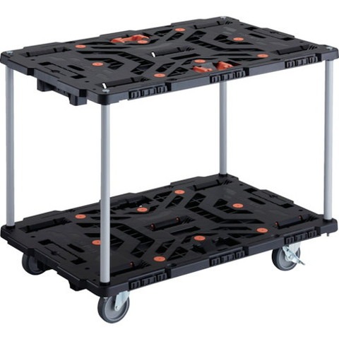 TRUSCO トラスコ 連結式樹脂製2段台車 ビートル 900X600 自在5輪 内2輪ストッパー付 トメタロウ付 ハンドルナシ BT920J5S2E100T 組立品 組立設置不可(代引不可)【送料無料】|リコメン堂インテリア館