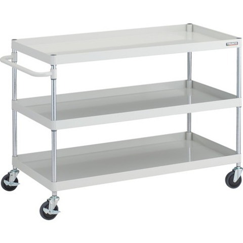TRUSCO トラスコ フェニックスワゴン 抗ウィルスハンドル 省音 1200X600XH880 3段 W色 PEW9123AW 組立品 組立設置不可(代引不可)【送料無料】