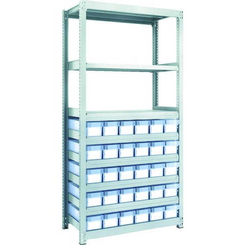 TRUSCO トラスコ M2型軽中量棚 H1800 樹脂透明引出付 小X30 M26348C30 組立品 組立設置不可(代引不可)【送料無料】