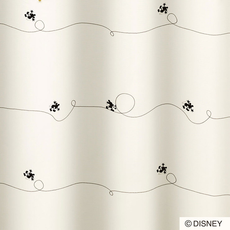 カーテン 日本製 ディズニー DISNEY MICKEY Line ライン 2級遮光 ウォッシャブル 形状記憶加工 アイボリー ベージュ 1枚入(代引不可)【送料無料】