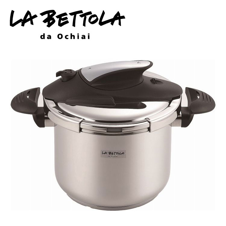 圧力鍋 圧力なべ ih「ラ・ベットラ IH対応 ステンレス両手圧力鍋 6L(22cm)」レシピ付き(LB-158) ガス火対応 落合務 LABETTLA ラベットラ 時短 省エネ 節約 おいしく キッチン ギフト(代引不可)【送料無料】