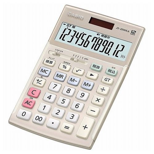 カシオ計算機 CASIO 実務電卓 検算タイプ ジャストタイプ12桁 ゴールド JS-20WKA-GD-N(代引不可)【送料無料】
