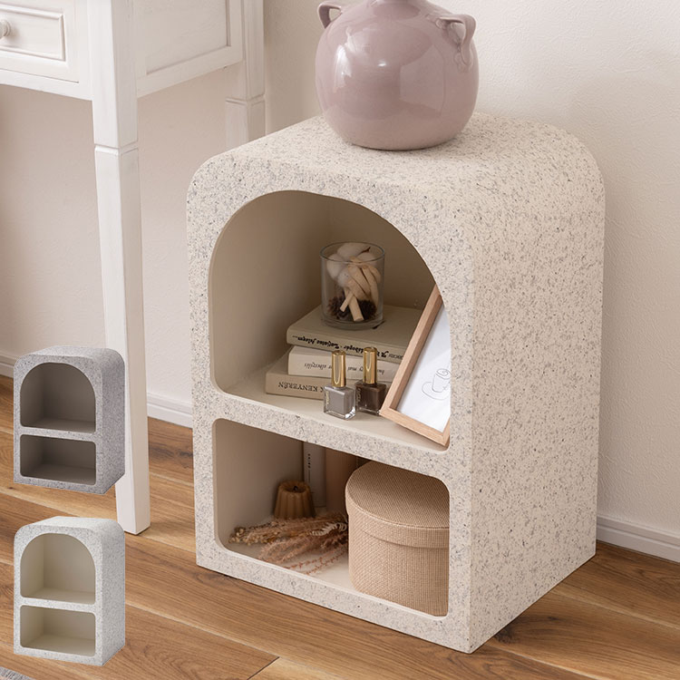 シェルフ 幅40cm 納 繊維板 おしゃれ シンプル シック モダン テラゾー柄 おしゃれ かわいい 角丸 ライトグレー ホワイト リビング ダイニング 寝室(代引不可)【送料無料】