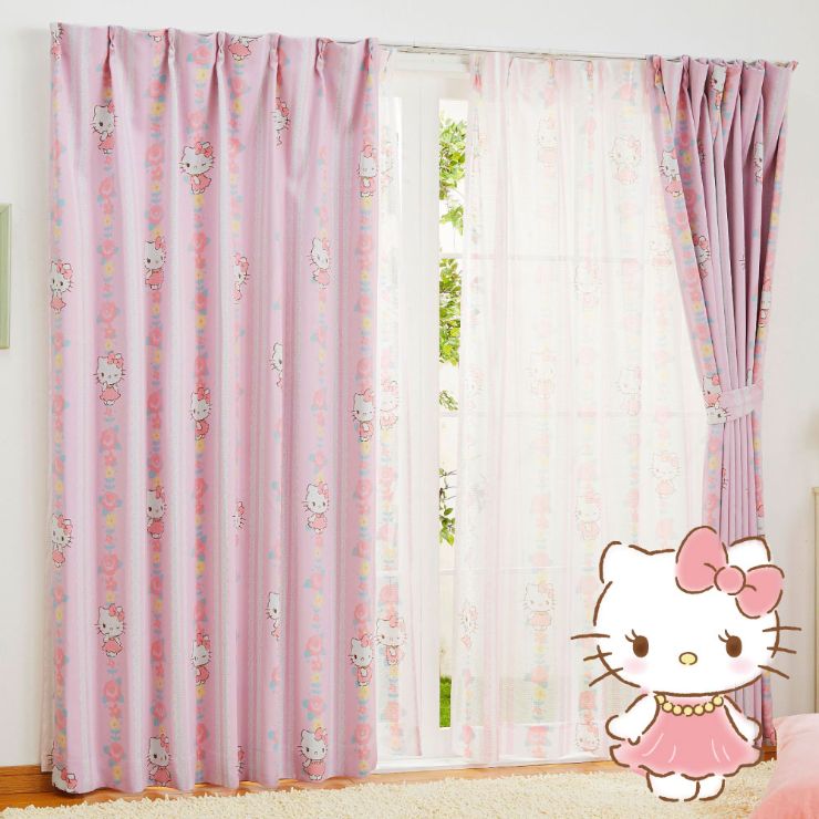 レトロ　ハローキティエンジェル　カーテン2枚組 約135×96㎝ ポリエステル 楽天市場】キティ 幅100×200cm丈 2級 遮光 遮熱 カーテン レース