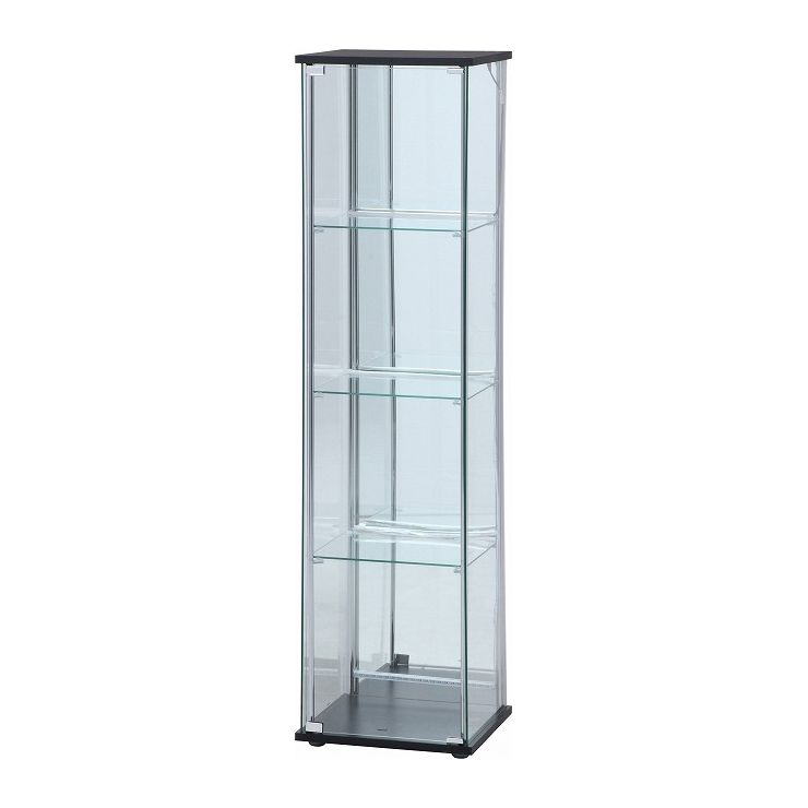 ガラスコレクションケース 4段(背面ミラー) LED ブラック 幅42.5cm 奥行36.5cm 高さ162cm(代引不可)【送料無料】