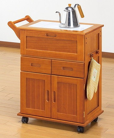 【新品】天然木 キッチンワゴン 対面　コンパクト　アウトレット タイル付き天然木キッチンワゴン【幅59cm】 通販【ニッセン】