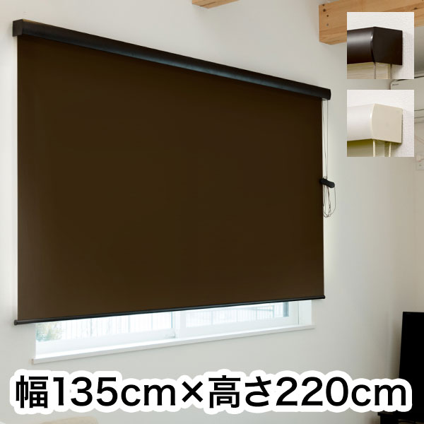 ロールスクリーン カバー付き 遮光 幅135cm×高さ220cm シンプル おしゃれ 北欧 オフィス マンション 間仕切り ロールカーテン(代引不可)【送料無料】