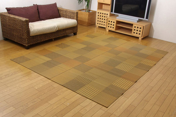 純国産 袋織い草ラグカーペット 『京刺子』 ベージュ 約191&times;250cm【送料無料】【代引き不可】｜リコメン堂インテリア館