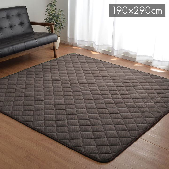 こたつ敷き布団 キルトラグ ラグ カーペット 4畳 先染め 刺し子調 ブラウン 約190×290cm(ホットカーペット対応) 刺し子(代引不可)【送料無料】