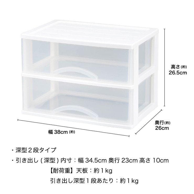 楽天市場 収納ケース カラーボックスにピタッと収まる アレージ2段 サイズ収納 プラスチックケース レターケース 引き出し クリア 透明 代引不可 送料無料 リコメン堂インテリア館