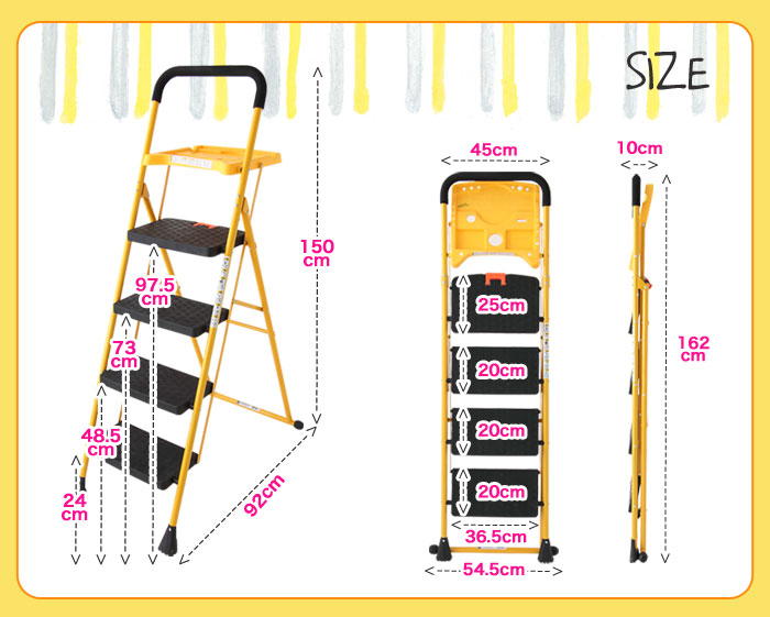 脚立 はしご 梯子 踏み台 ステップ 折りたたみ 折り畳み トレー付き 折りたたみ脚立 4段 コンパクト 収納 洗車 大掃除 Diy 代引不可 送料無料 Boundarycapital Com