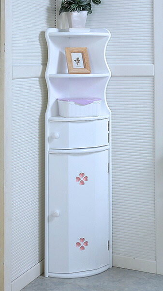 トイレラック コーナータイプ クローバー柄のトイレラック ラック 収納 トイレットペーパー(代引不可)【送料無料】【S1】