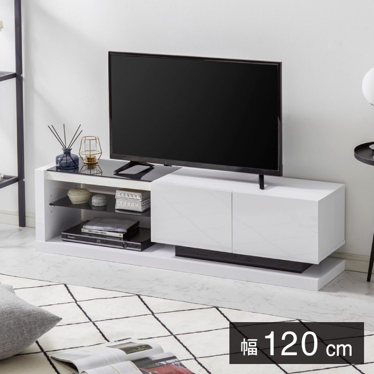 モノトーン鏡面 テレビボード/ローボード W120 楽天市場】テレビ台 ローボード 白 おしゃれ 収納 120cm