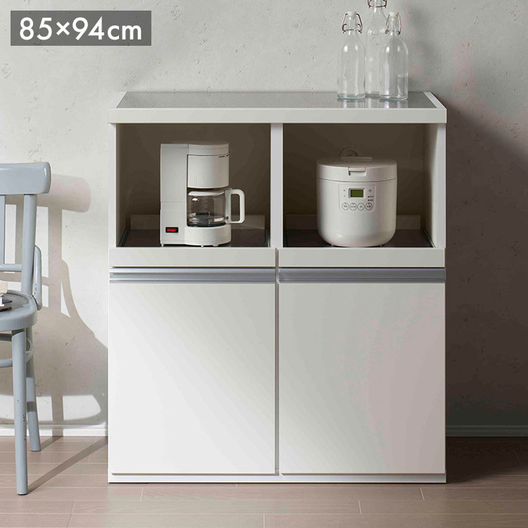 フナモコ キッチンカウンター STW-850 スーパーホワイト ホワイト キッチンカウンター 炊飯器 電子レンジ レンジ キッチン収納 キッチンボード 幅85 高さ94cm(代引不可)【送料無料】