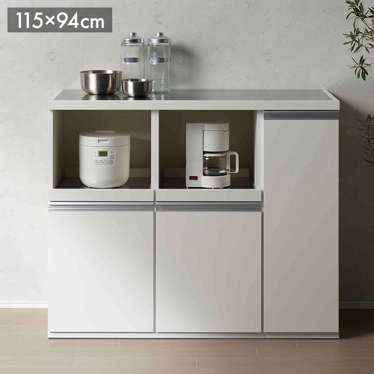 フナモコ キッチンカウンター STW-1150 スーパーホワイト ホワイト キッチンカウンター 炊飯器 電子レンジ レンジ キッチン収納 キッチンボード 幅115 高さ94cm(代引不可)【送料無料】｜リコメン堂インテリア館