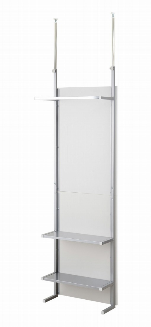 【7/26 1:59まで10%OFFクーポン】突っ張り間仕切りクローゼットパーテーション+棚収納 幅60cm ホワイト色 つっぱり 薄型 ラダー 壁面収納 リフォーム DIY ウォールディスプレイ 壁面ラック お洒落 ワードローブ【送料無料】|リコメン堂インテリア館