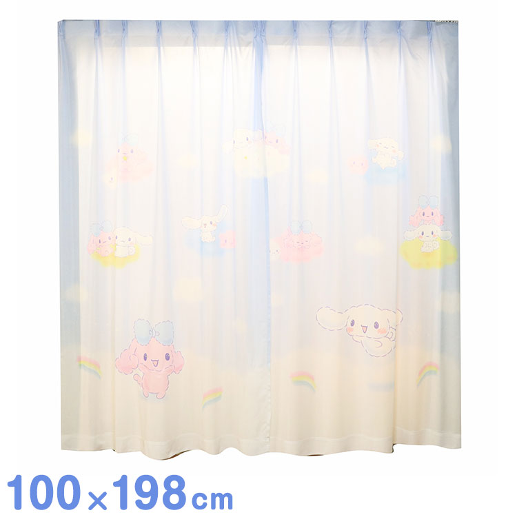 MORIPiLO サンリオ レースカーテン 幅100x198cm丈 2枚組 洗える シナモロール (絵羽柄 つながる一枚絵アートカーテン) 可愛い グッズ sanrio シナモン ブルー キャラクター(代引不可)【ポイント10倍】【送料無料】
