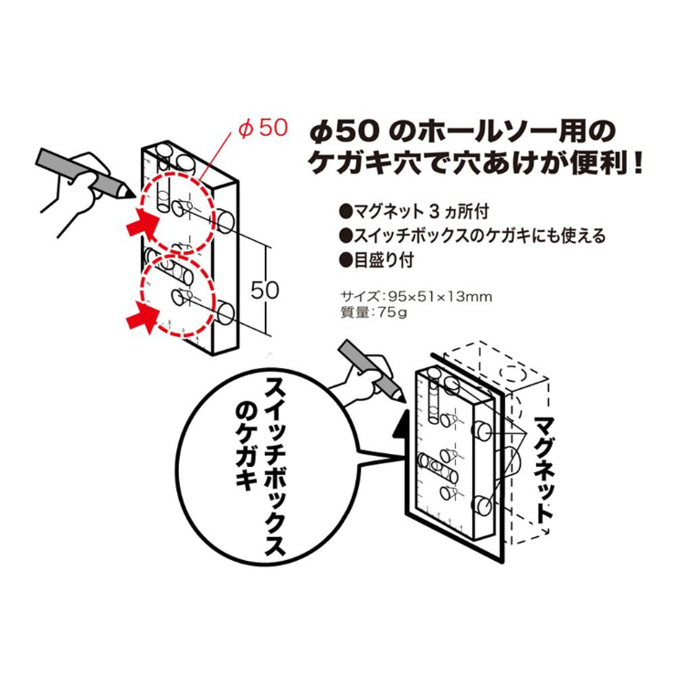 楽天市場 ジェフコム Densan スイッチボックスケガキレベル ホールソー用 Ml2mt リコメン堂インテリア館