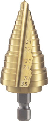 TRUSCO 電気設備用ステップドリル 2枚刃チタンコーティング 21~33mm【NMS-33EG】(穴あけ工具・ステップドリル)【送料無料】｜リコメン堂インテリア館