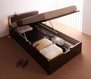 収納付きベッド シングルベッド セミダブルベッド 収納 収納付き 収納ベッド 大容量 収納ボックス 布団 敷き布団 薄型スタンダードボンネルコイルマットレス付き 縦開き セミシングル 深さレギュラー 組立設置付(代引き不可)【送料無料】