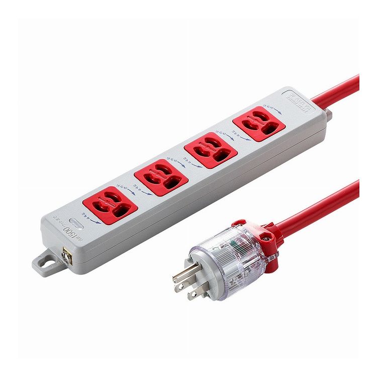 医用接地プラグ付き電源タップ TAP-HPM4-5R(代引不可)【送料無料】｜リコメン堂インテリア館