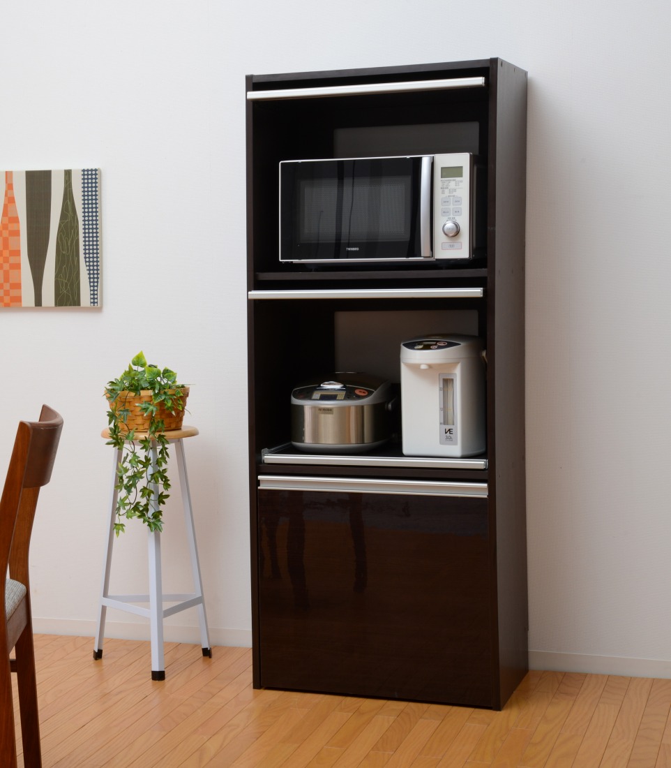 楽天市場 レンジ台 レンジボード フルフラップ扉 鏡面仕上げ 家電収納 シルキーミニ 高さ150cm 代引き不可 送料無料 リコメン堂インテリア館