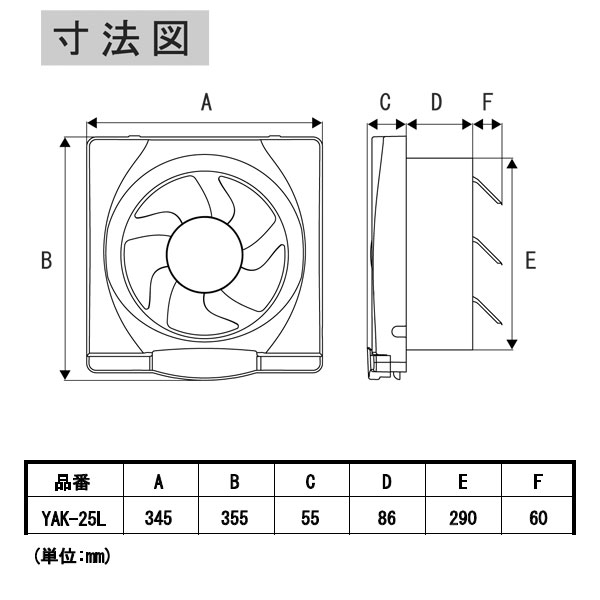 楽天市場 Yuasa ユアサプライムス キッチン用換気扇 羽根径 25cm Yak 25l 一般台所用換気扇 換気扇 ユアサ 送料無料 リコメン堂インテリア館
