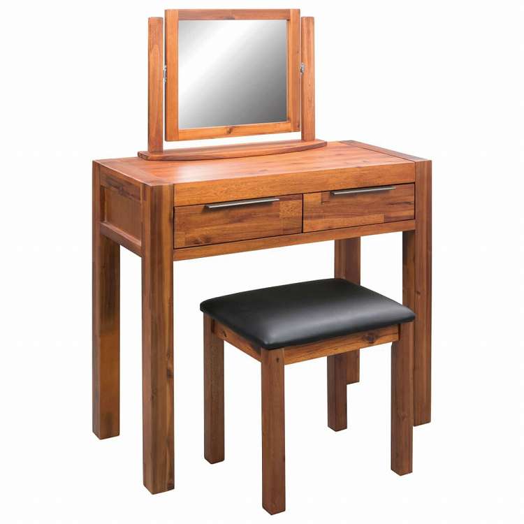 vidaXL 化粧台 スツール&鏡付き アカシア無垢材家具 キャビネット&収納 洗面・化粧台ユニット 寝室用化粧用テーブル(代引不可)｜リコメン堂インテリア館 12,797円