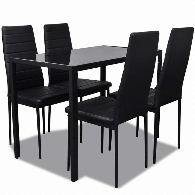 vidaXL ダイニングセット 5点セット 合成皮革 ブラック家具 家具セット キッチン・ダイニング 家具 Sets(代引不可)｜リコメン堂インテリア館