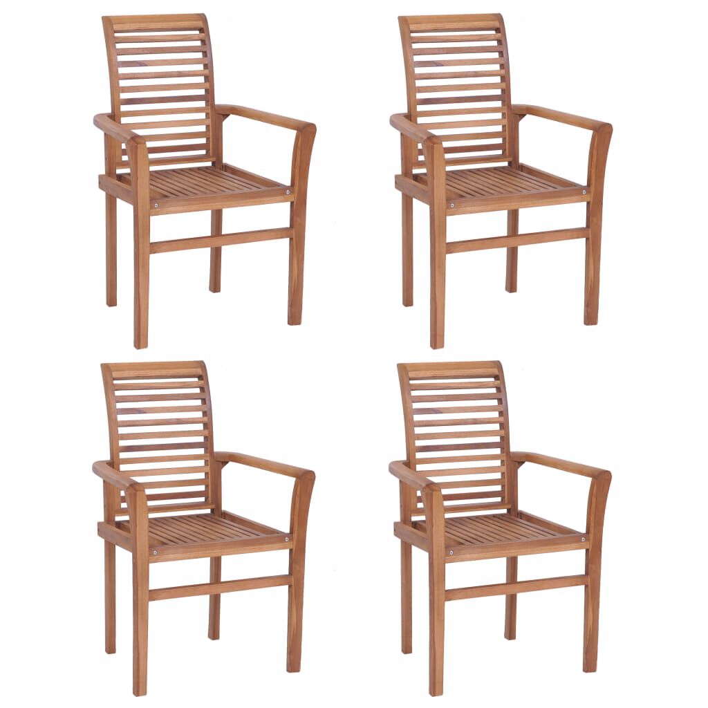 vidaXL スタッキングダイニングチェア 4脚 チーク無垢材家具 チェア キッチン・ダイニングルームチェア(代引不可)