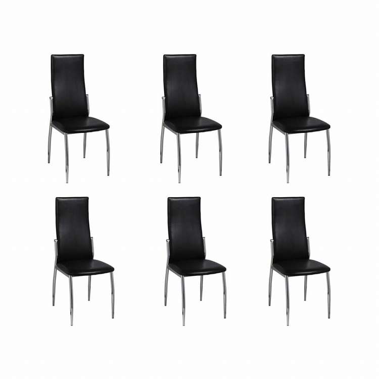 vidaXL ダイニングチェア 6点 合成皮革製 ブラック家具 チェア キッチン・ダイニングルームチェア(代引不可)