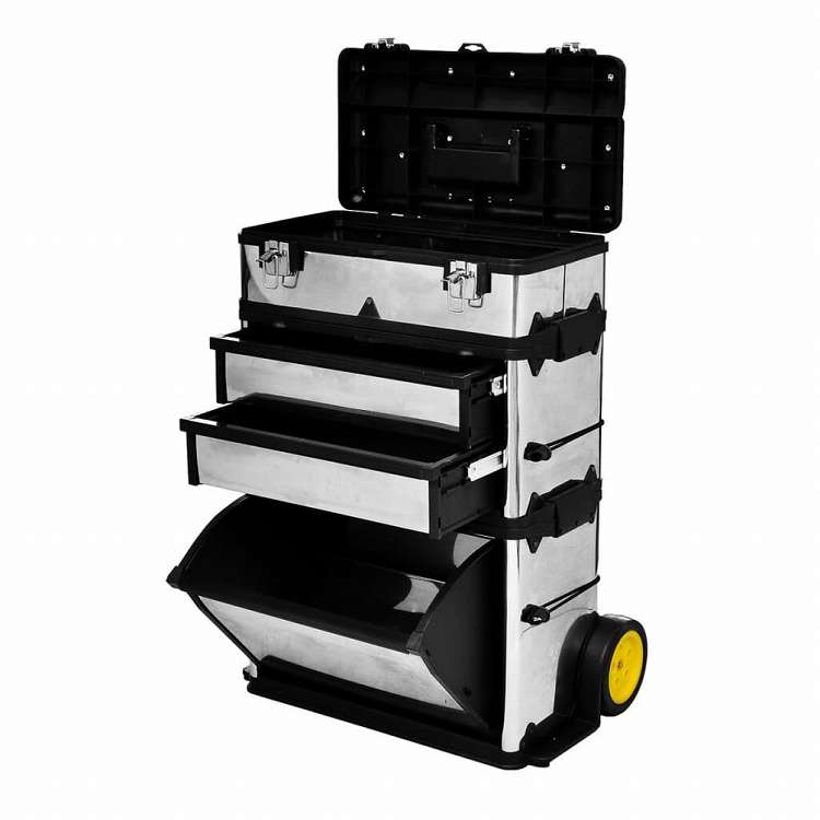 vidaXL 3段式 工具箱 キャスター付きハードウェア ハードウェアアクセサリ 工具収納・整理整頓 ツールキャビネット(代引不可)