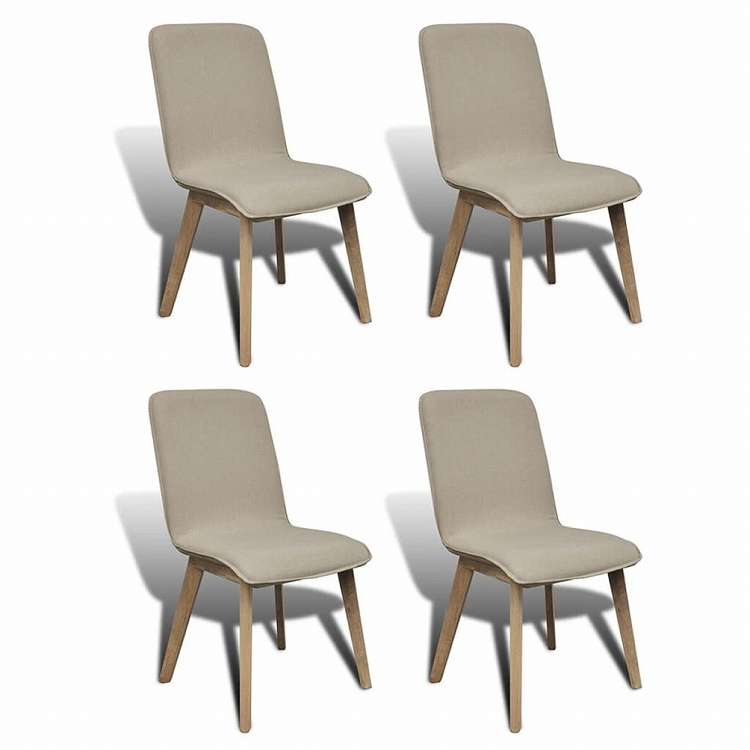 vidaXL ダイニングチェア 4点セット ベージュ ファブリック&オーク無垢材家具 チェア キッチン・ダイニングルームチェア(代引不可)｜リコメン堂インテリア館 19,299円
