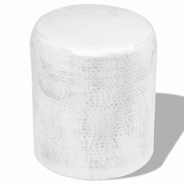 vidaXL アルミ製スツール/サイドテーブル 槌目仕上げ シルバー家具 テーブル アクセントテーブル エンドテーブル(代引不可)