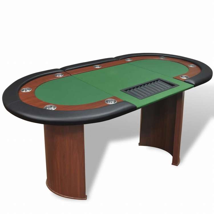 vidaXL 10人用ポーカーテーブル ディーラーエリア&チップトレイ付き グリーン家具 テーブル ポーカー・ゲーム用テーブル(代引不可)