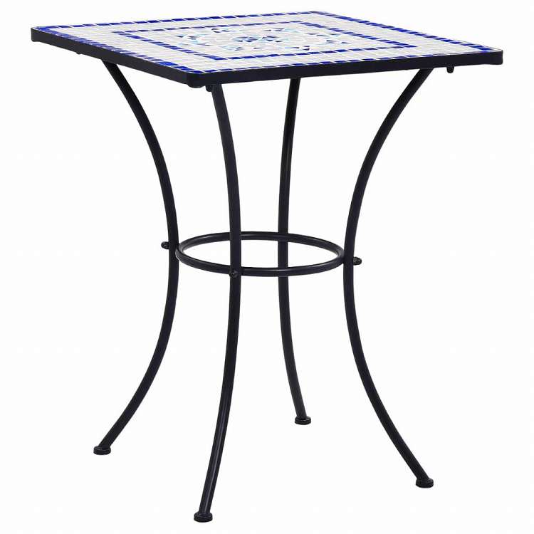 vidaXL モザイクビストロテーブル ブルー&ホワイト 60cm セラミック製家具 アウトドア家具 アウトドアテーブル(代引不可)