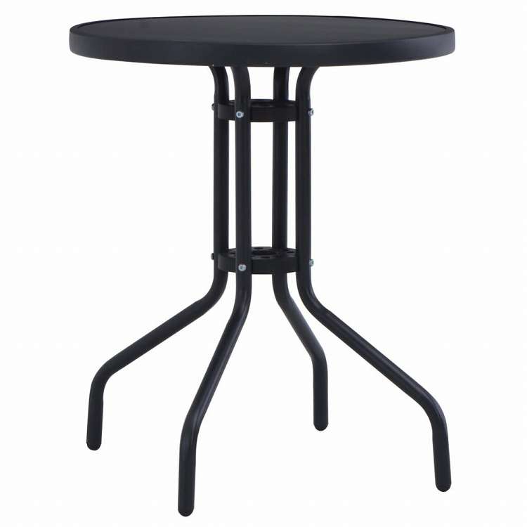 vidaXL ガーデンテーブル ブラック 60 cm スチール&ガラス製家具 アウトドア家具 アウトドアテーブル(代引不可)