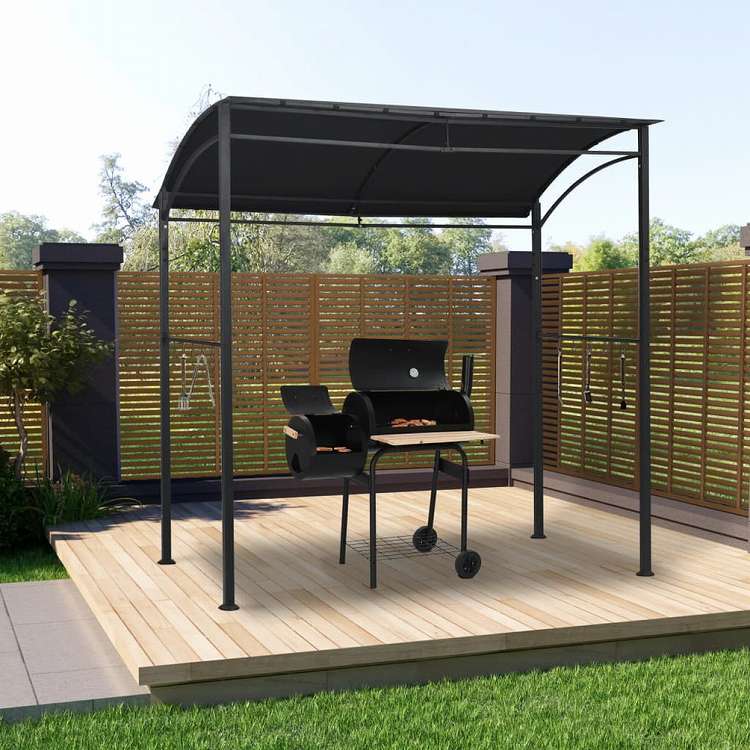 vidaXL BBQ用 ガゼボ 215x150x220cm アントラシート スチール製ホーム&ガーデン 芝&ガーデン アウトドアリビング アウトドアストラクチャー キャノピー・ガゼボ(代引不可)
