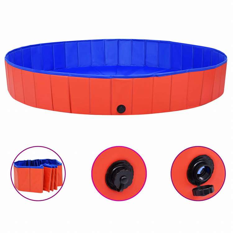 vidaXL 折りたたみ式 犬用プール レッド 200x30cm PVC製動物&ペット用品 ペット用品 犬用品(代引不可)