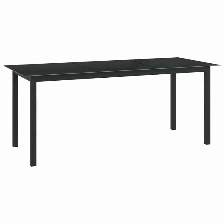 vidaXL ガーデンテーブル ブラック 190x90x74cm アルミ&ガラス製家具 アウトドア家具 アウトドアテーブル(代引不可)