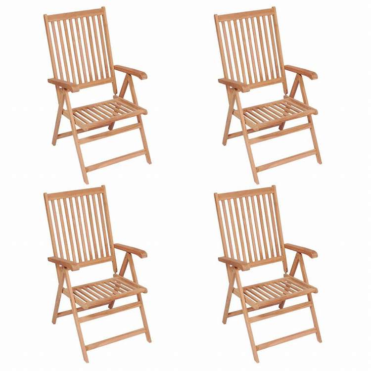 vidaXL リクライニングガーデンチェア 4点 チーク無垢材 (2x43029)家具 アウトドア家具 屋外椅子 アウトドアベンチチェア(代引不可)