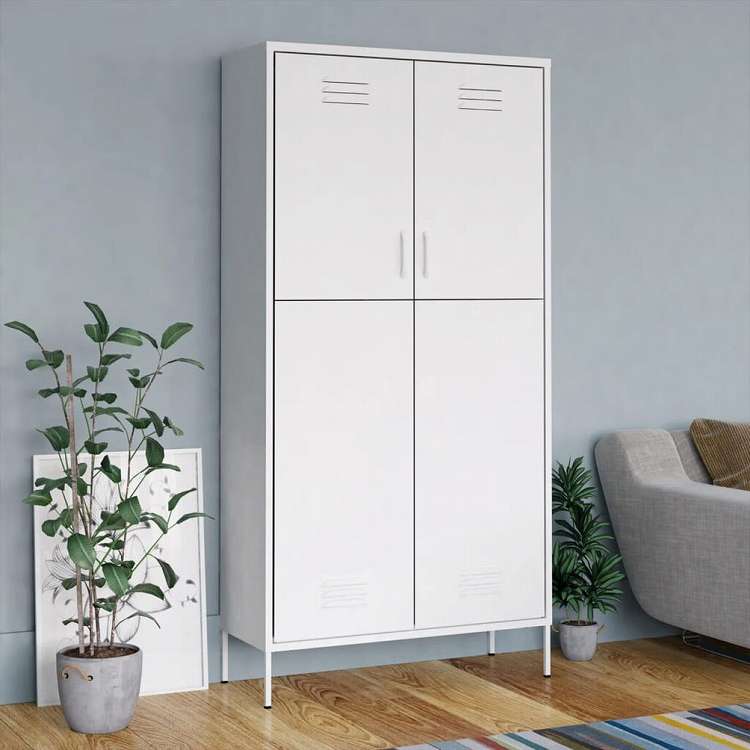 vidaXL 洋服ダンス ホワイト 90x50x180 cm スチール家具 キャビネット&収納 戸棚・ワードローブ(代引不可)|リコメン堂インテリア館
