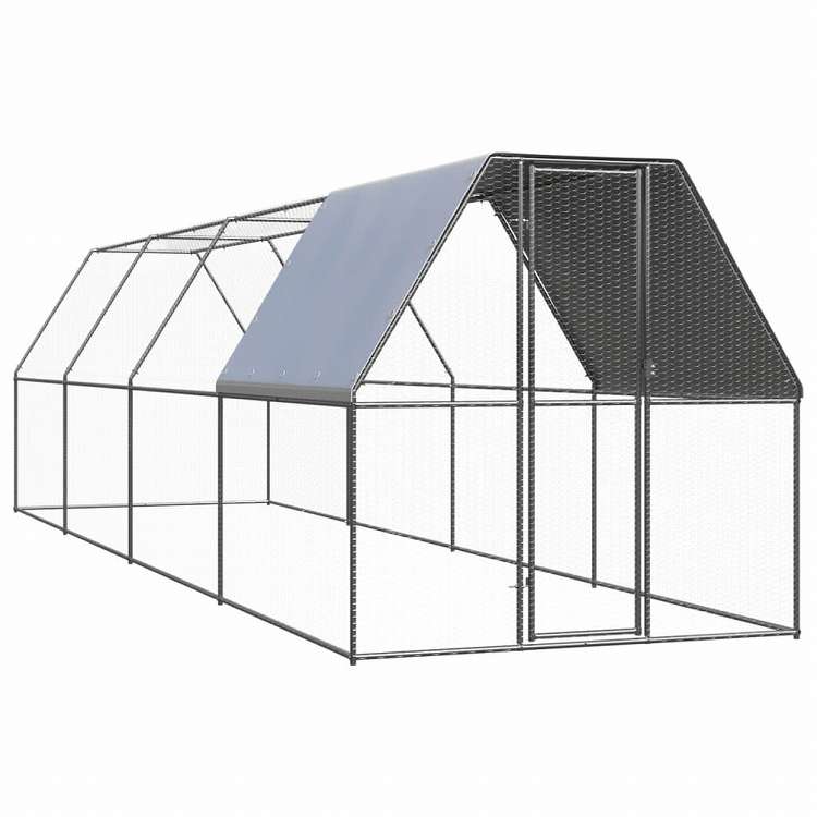 vidaXL 屋外鶏用ケージ 2x8x2m 亜鉛メッキ鋼製動物&ペット用品 ペット用品 小動物用品 小動物 飼育・ケージ(代引不可)|リコメン堂インテリア館