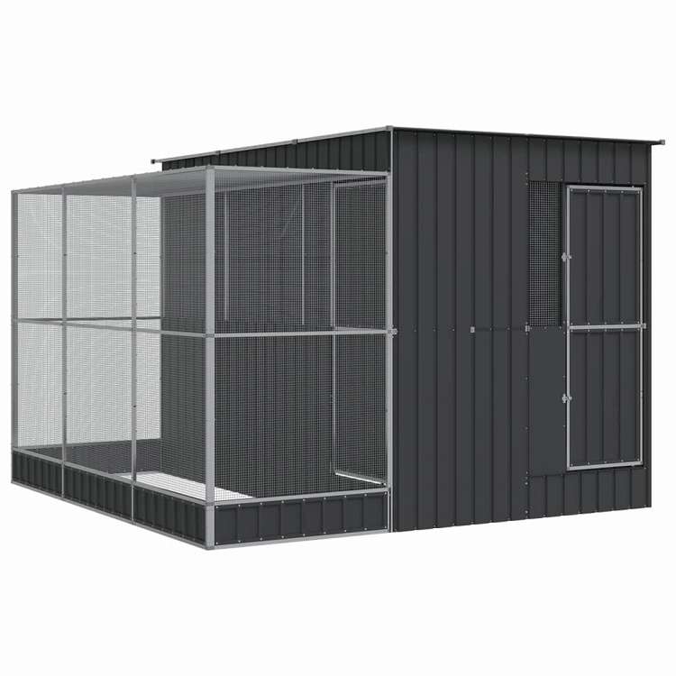 vidaXL 鳥小屋 拡張付き シルバー 290x303x216 cm スチール 動物&ペット用品 ペット用品 鳥用品 取りかご・スタンド 47,269円