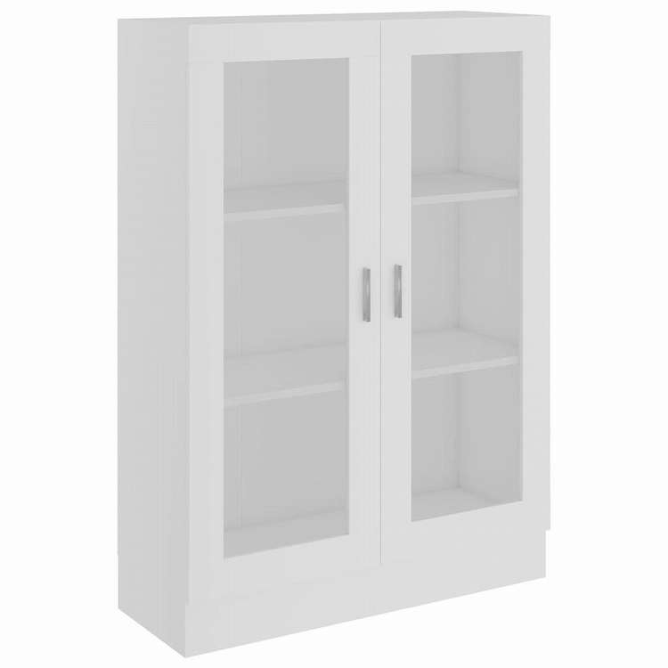 vidaXL ガラスキャビネット ホワイト 82.5x30.5x115cm エンジニアリングウッド 家具 棚 本棚・オープンラック