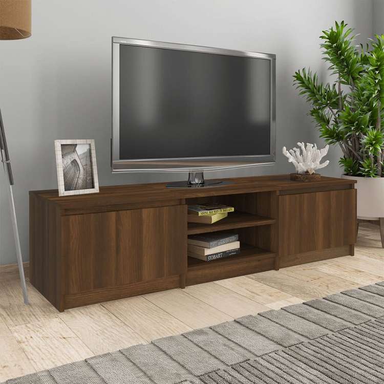 vidaXL TVキャビネット ブラウンオーク 140x40x35.5 cm エンジニアリングウッド家具 AVラック・テレビ台(代引不可)