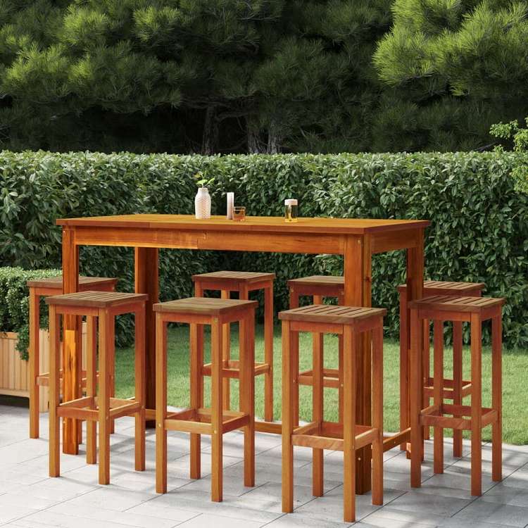 vidaXL ガーデンバーセット 9点セット アカシア無垢材家具 アウトドア家具 屋外家具セット(代引不可)