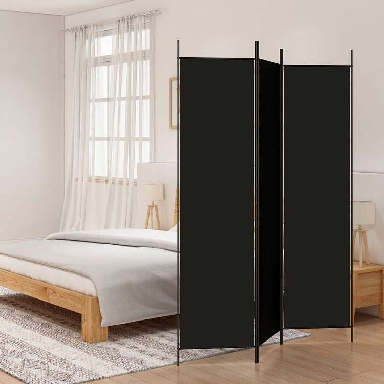 vidaXL 3枚パネル 間仕切り 150x200cm 布製 ブラック家具 間仕切り(代引不可)