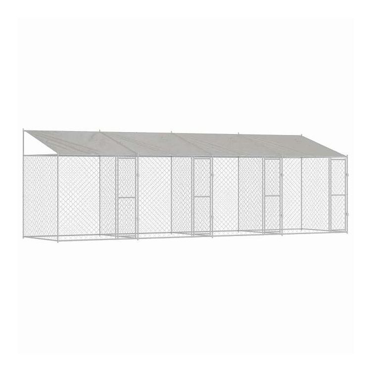 vidaXL 屋根付き犬用ケージ シルバー 800 x 200 x 256 cm スチールとPE 動物&ペット用品 ペット用品 犬用品 犬小屋・ドッグラン(代引不可)｜リコメン堂インテリア館